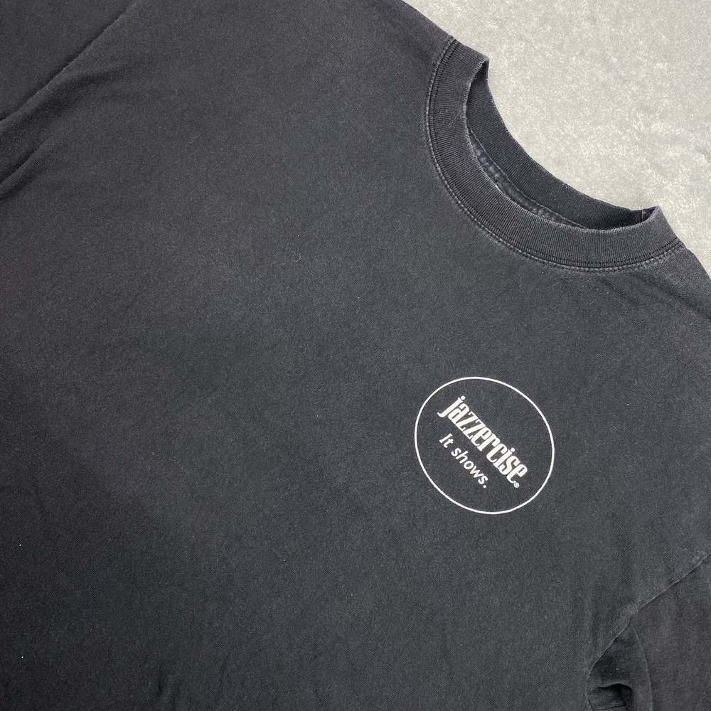 Vintage Jazzercise‎ Shirt Mens Size XL Black Sun Faded Cardio Strength Stretch